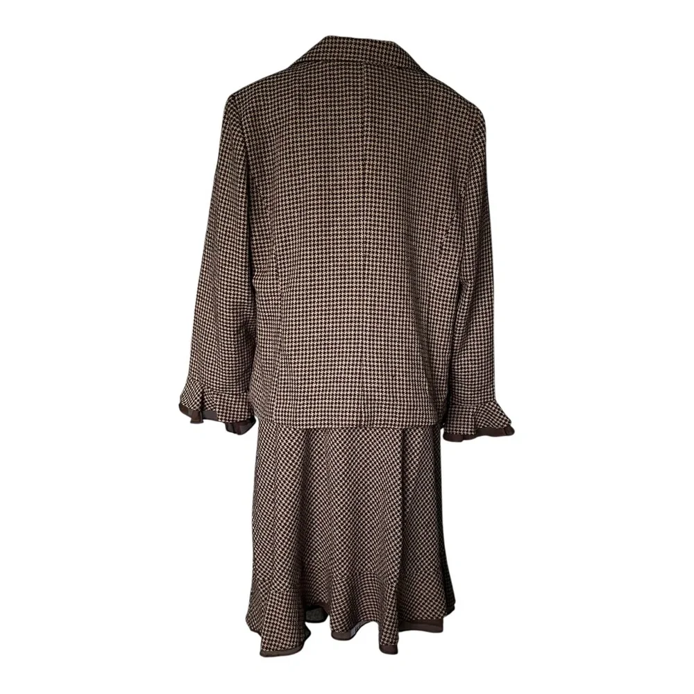 Vintage Dressbarn Woman Brown Tweed Two-Piece Flare Skirt Set Plus Size 16W